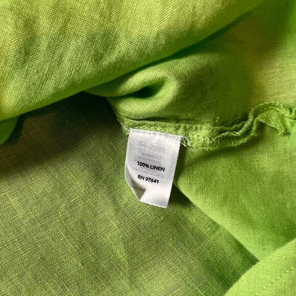 J. Jill Lime Green 100% Linen Button Down Shirt.  Size Small - Picture 8 of 8